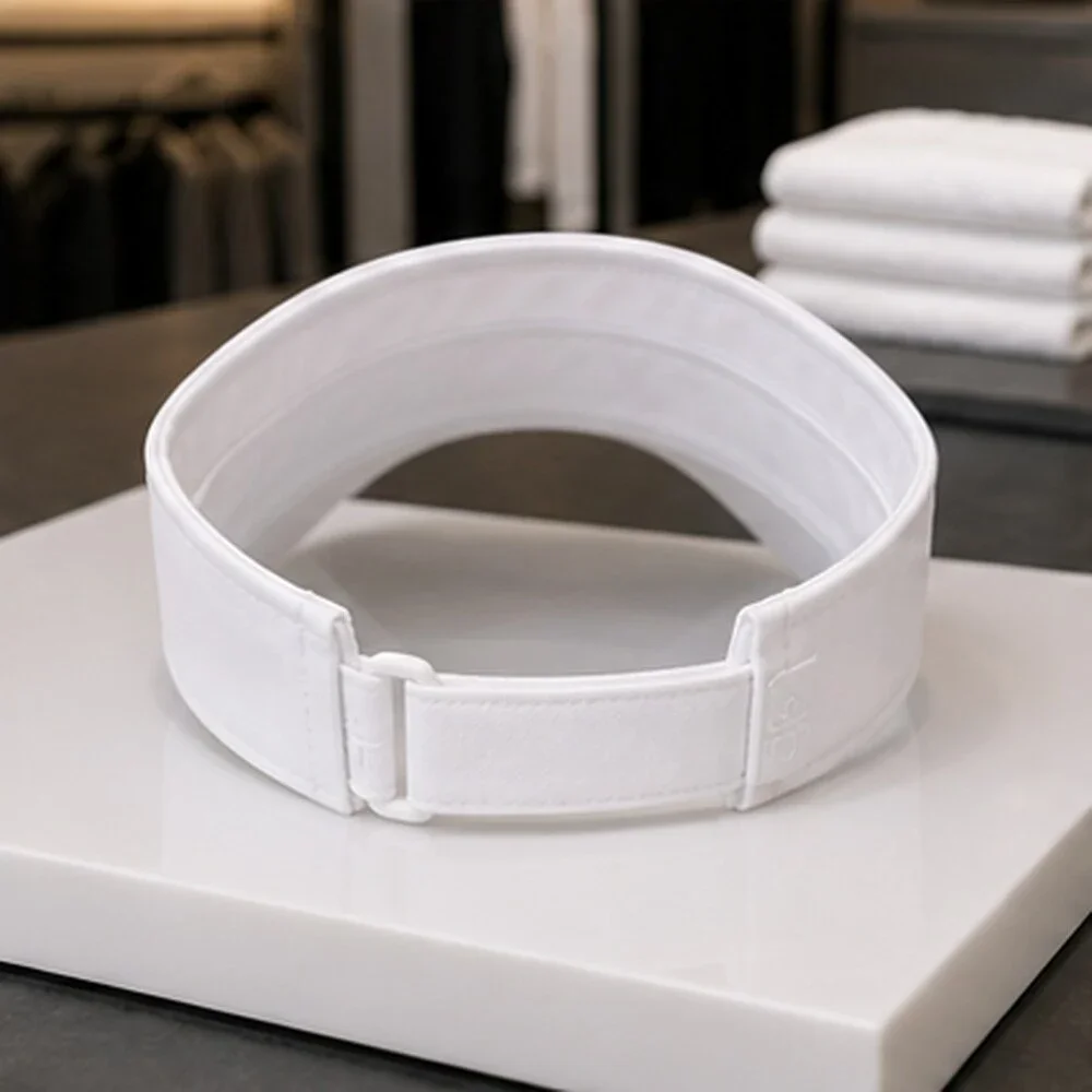 ALO Yoga White Gym Open Top Visor Hat Logo